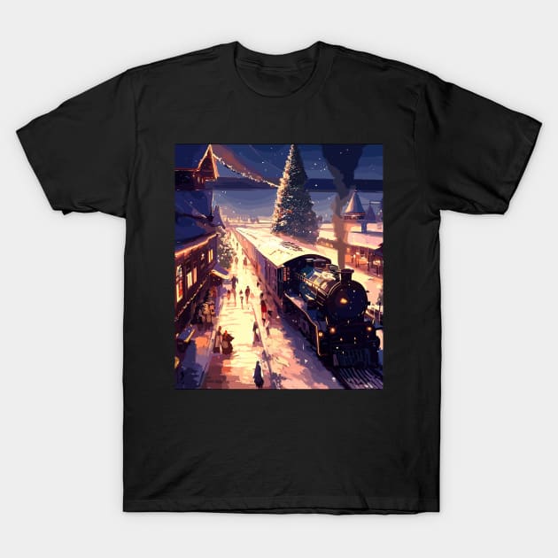 Christmas train station T-Shirt by TomFrontierArt